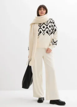 bonprix bonprix Jersey oversize de estilo noruego blanco perla Discount
