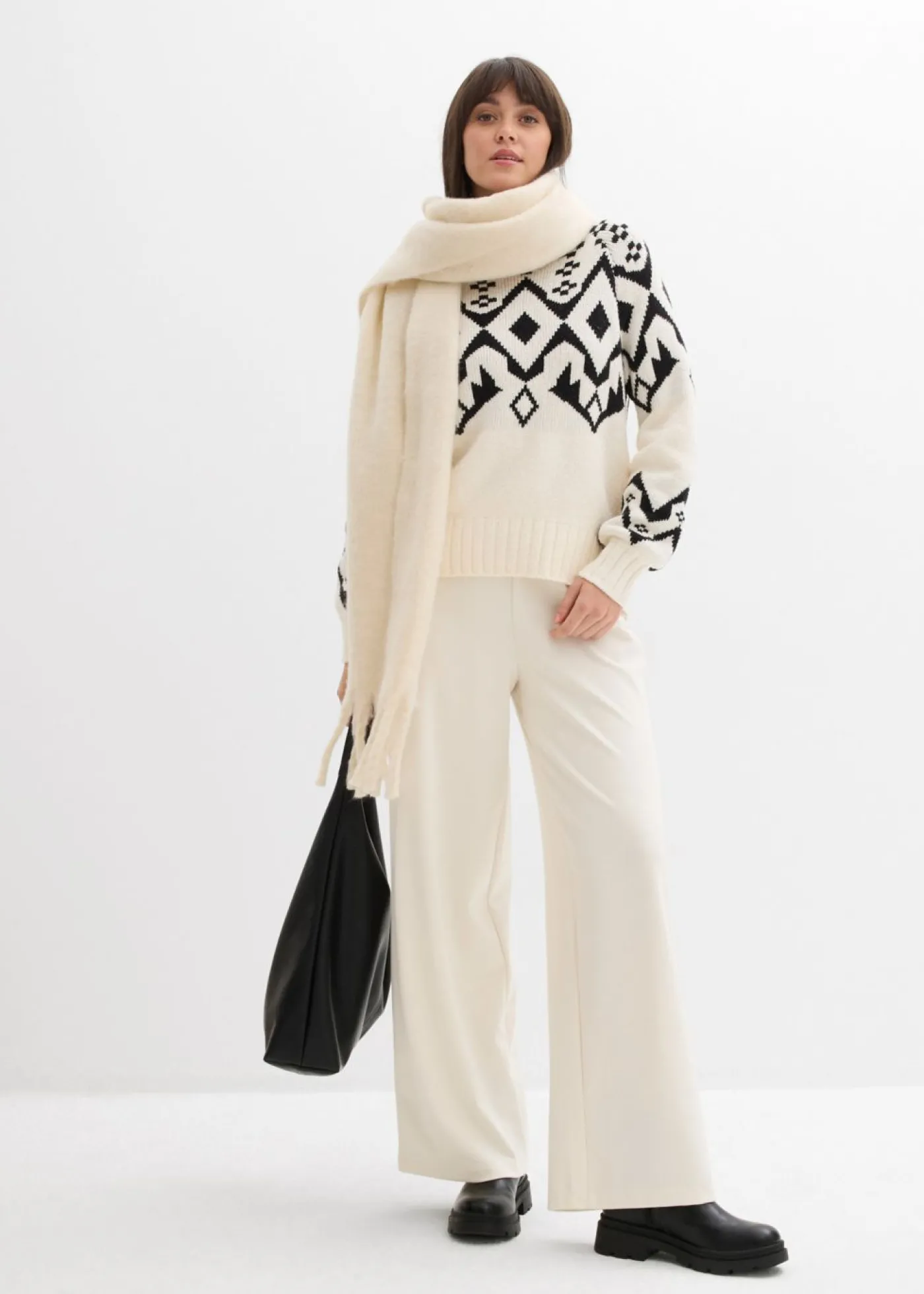 bonprix bonprix Jersey oversize de estilo noruego blanco perla Discount