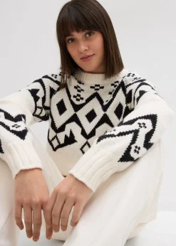 bonprix bonprix Jersey oversize de estilo noruego blanco perla Discount