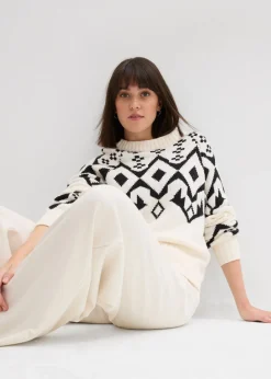bonprix bonprix Jersey oversize de estilo noruego blanco perla Discount