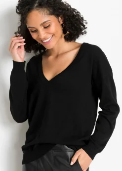 bonprix bonprix Jersey oversize de mezcla de viscosa Negro Best