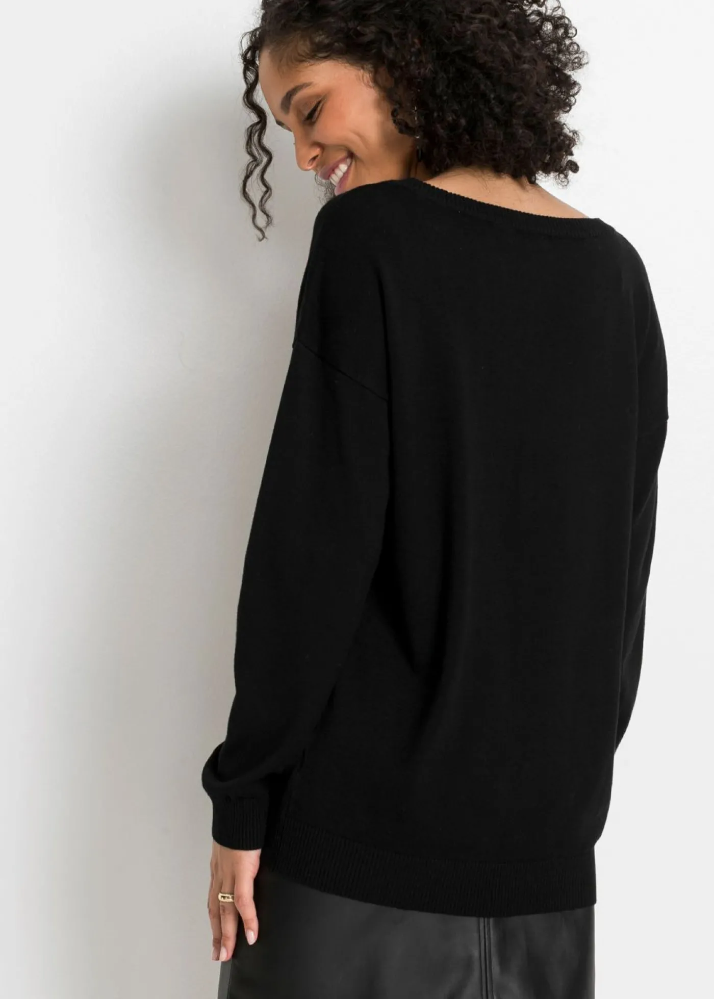 bonprix bonprix Jersey oversize de mezcla de viscosa Negro Best