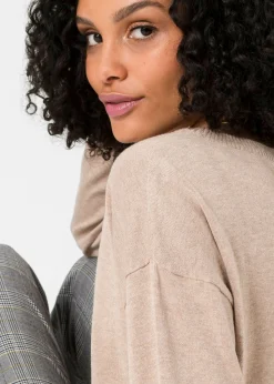 bonprix bonprix Jersey oversize de mezcla de viscosa Beige jaspeado Hot
