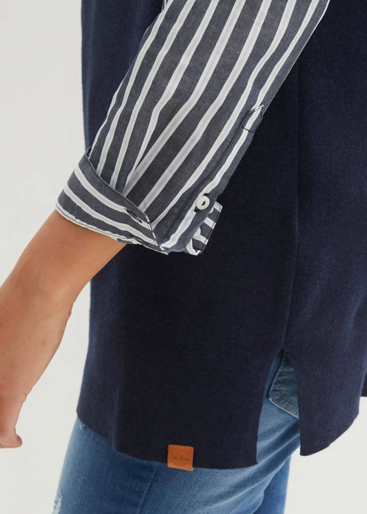 bonprix bonprix Jersey sin mangas con capucha Azul marino jaspeado Discount