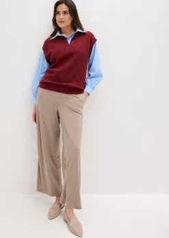 bonprix bonprix Jersey sin mangas con inserto de blusa y contenido de algodón rojo rubí-azul claro Hot