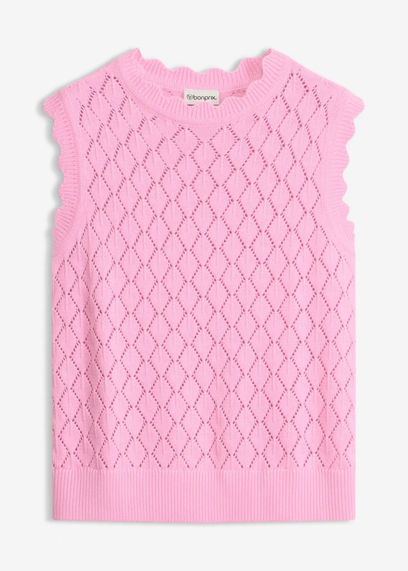 bonprix bonprix Jersey sin mangas de ajour de mezcla de algodón Rosa