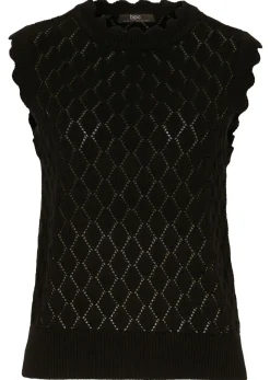 bonprix bonprix Jersey sin mangas de ajour de mezcla de algodón Negro Best