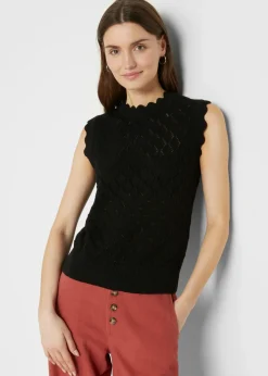 bonprix bonprix Jersey sin mangas de ajour de mezcla de algodón Negro Best