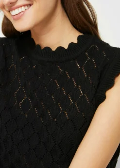 bonprix bonprix Jersey sin mangas de ajour de mezcla de algodón Negro Best