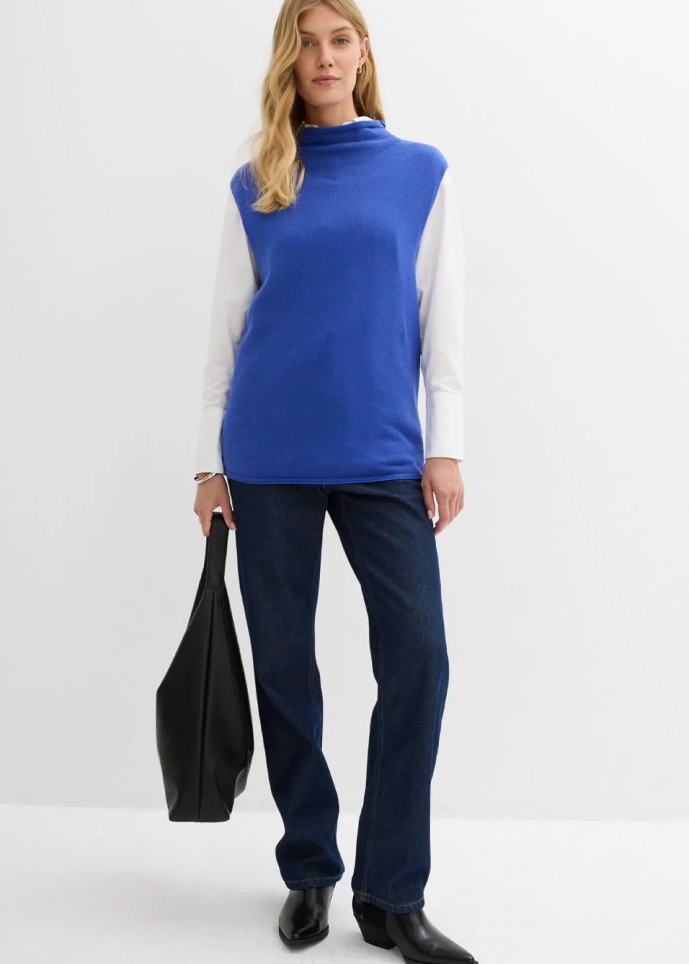 bonprix bonprix Jersey sin mangas de algodón puro Azul zafiro Discount