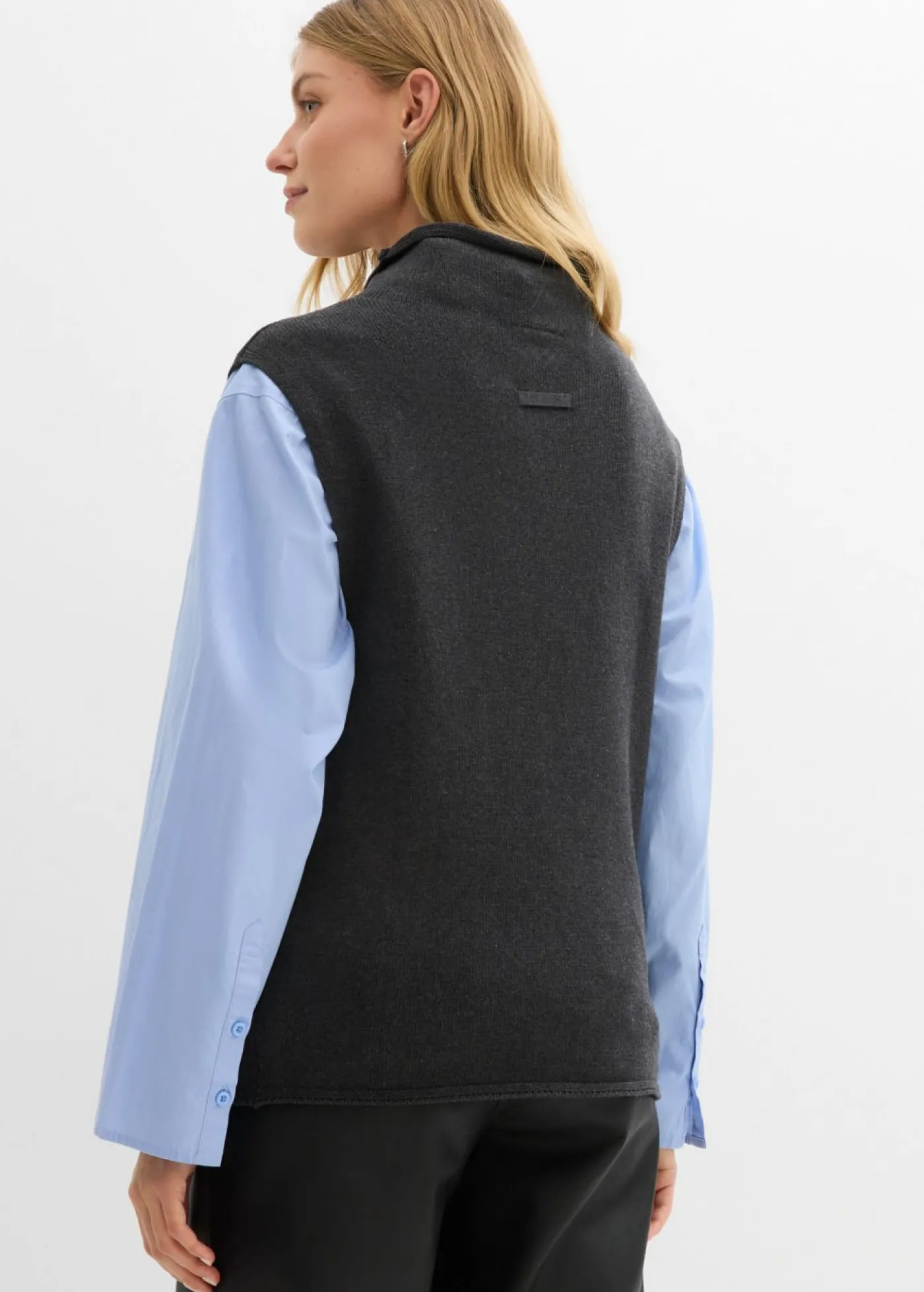 bonprix bonprix Jersey sin mangas de algodón puro Antracita jaspeado Sale