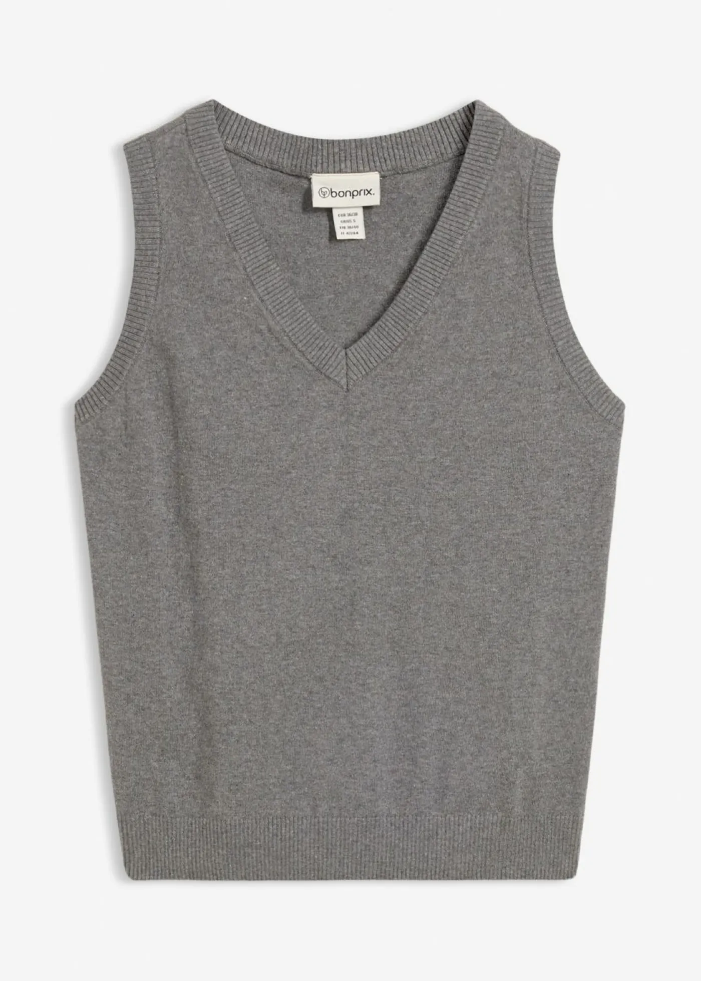 bonprix bonprix Jersey sin mangas de algodón orgánico puro gris jaspeado moteado Discount