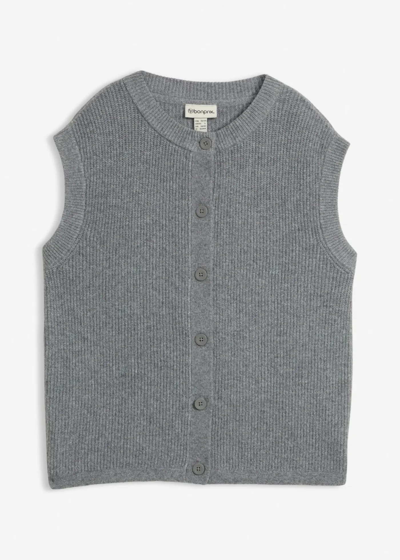 bonprix bonprix Jersey sin mangas de punto grueso Gris jaspeado Online