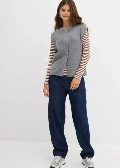 bonprix bonprix Jersey sin mangas de punto grueso Gris jaspeado Online
