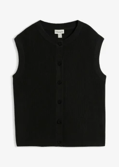 bonprix bonprix Jersey sin mangas de punto grueso Negro Outlet