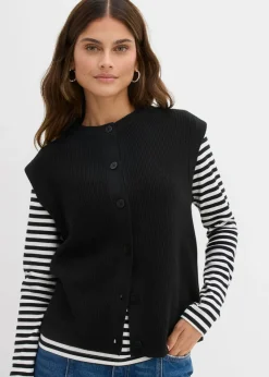 bonprix bonprix Jersey sin mangas de punto grueso Negro Outlet