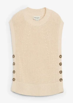 bonprix bonprix Jersey sin mangas de punto Natural jaspeado Clearance
