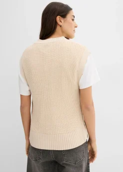 bonprix bonprix Jersey sin mangas de punto Natural jaspeado Clearance