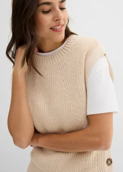 bonprix bonprix Jersey sin mangas de punto Natural jaspeado Clearance