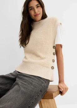 bonprix bonprix Jersey sin mangas de punto Natural jaspeado Clearance