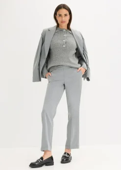 bonprix bonprix Jersey tipo polo con contenido de lana Gris jaspeado Sale