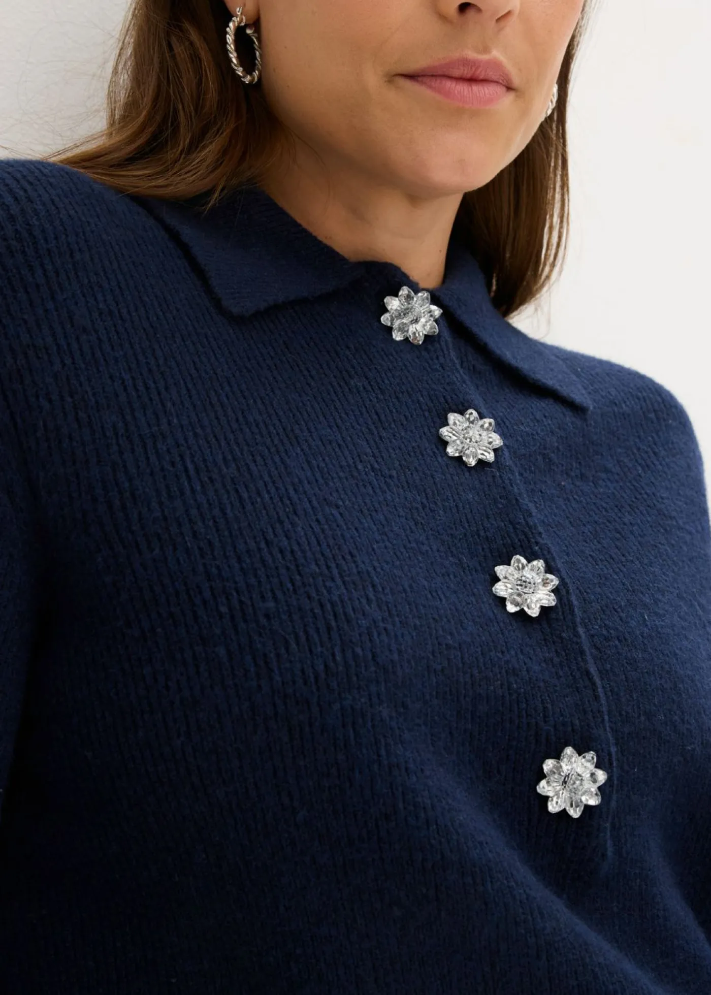 bonprix bonprix Jersey tipo polo con contenido de lana Azul marino Discount