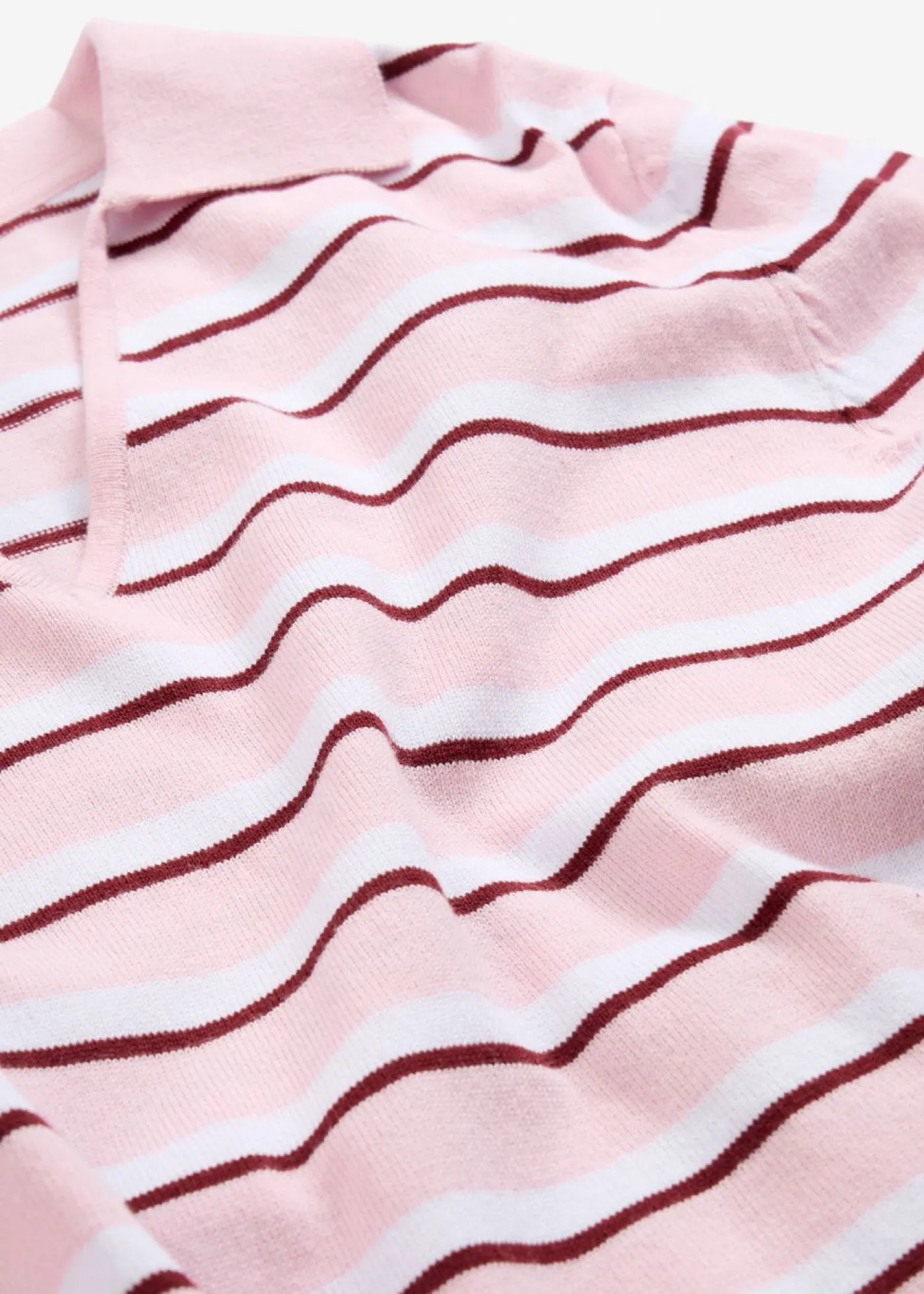 bonprix bonprix Jersey tipo polo de mezcla de algodón blanco/rosa cristal/rojo rubí con rayas Online
