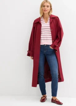 bonprix bonprix Jersey tipo polo de mezcla de algodón blanco/rosa cristal/rojo rubí con rayas Online
