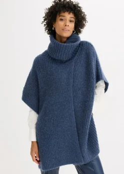bonprix bonprix Jersey tipo poncho con mezcla de lana índigo Discount