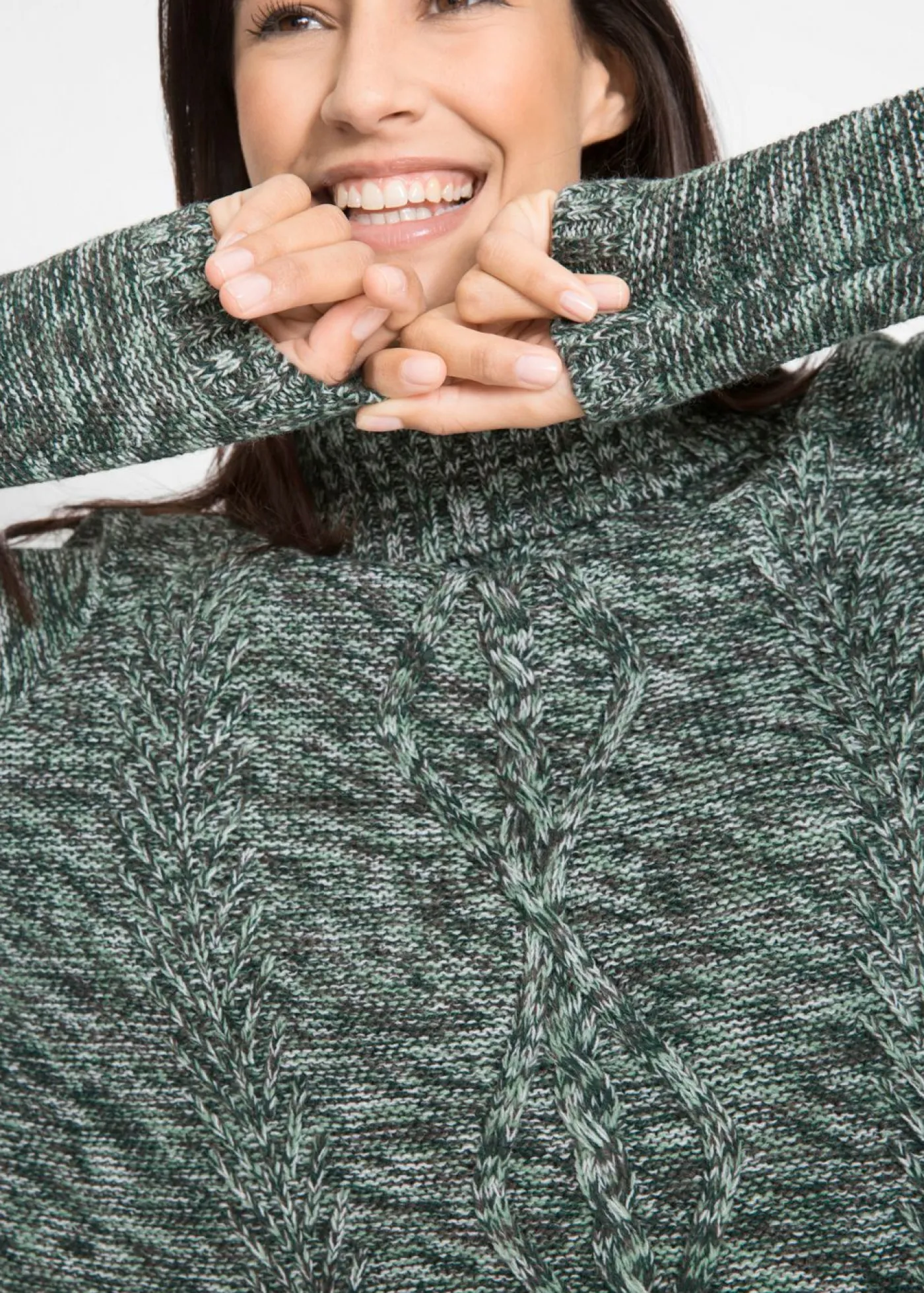 bonprix bonprix Jersey tipo poncho de manga larga verde intenso moteado Hot