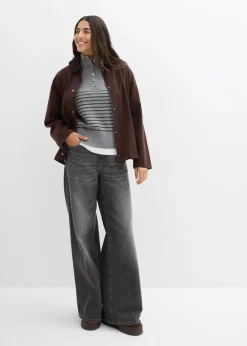 bonprix bonprix Jersey tipo troyer gris jaspeado-antracita con rayas New