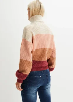 bonprix bonprix Jersey troyer Crema-rosa antiguo-burdeos con rayas horizontales Outlet