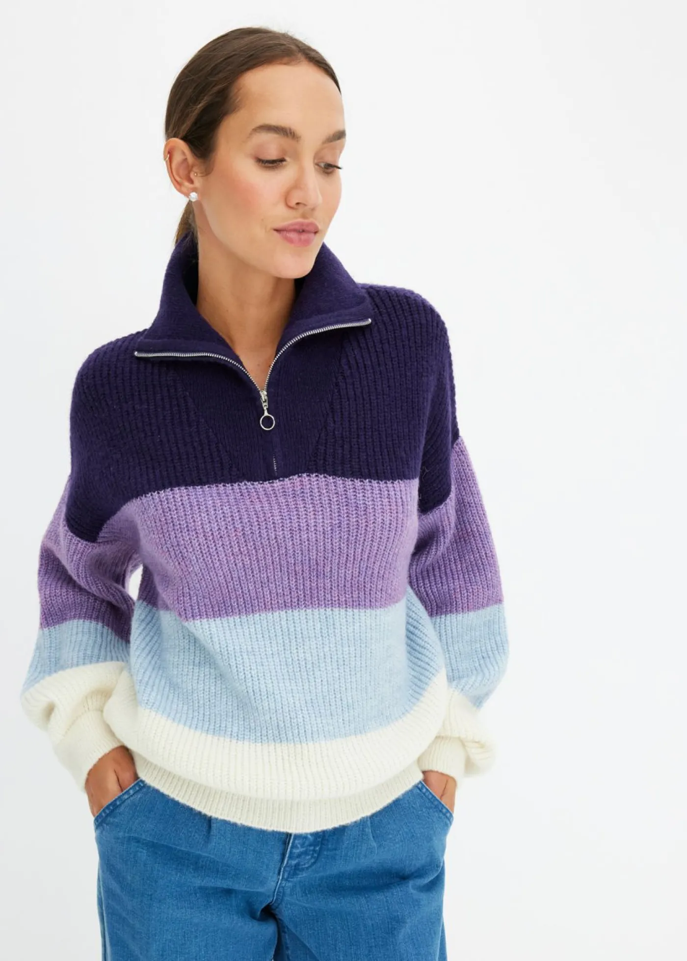 bonprix bonprix Jersey troyer Baya/violeta/lila claro/blanco con rayas Online