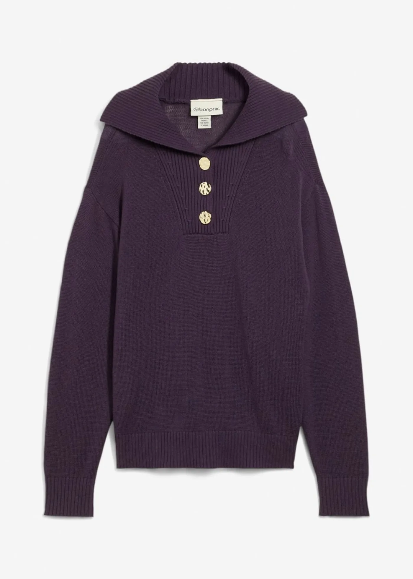 bonprix bonprix Jersey troyer con lana merina Ciruela Clearance