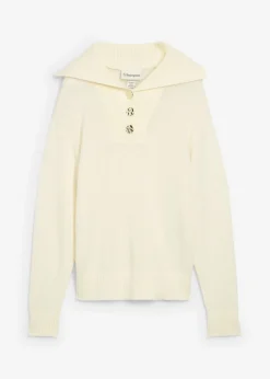 bonprix bonprix Jersey troyer con lana merina Blanco lana Clearance