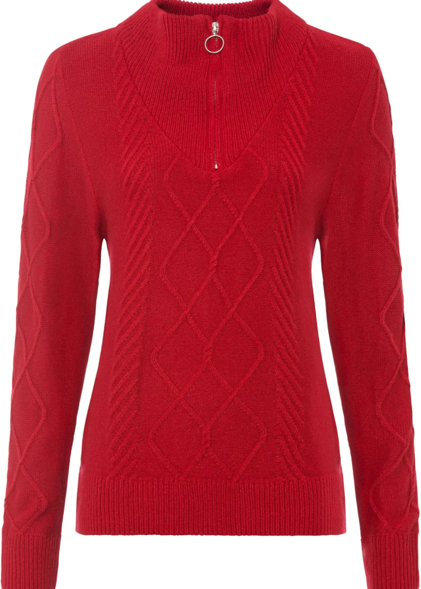 bonprix bonprix Jersey troyer con patrón trenzado rojo intenso Online
