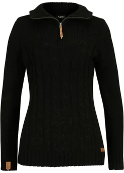 bonprix bonprix Jersey troyer con patrón trenzado Negro New