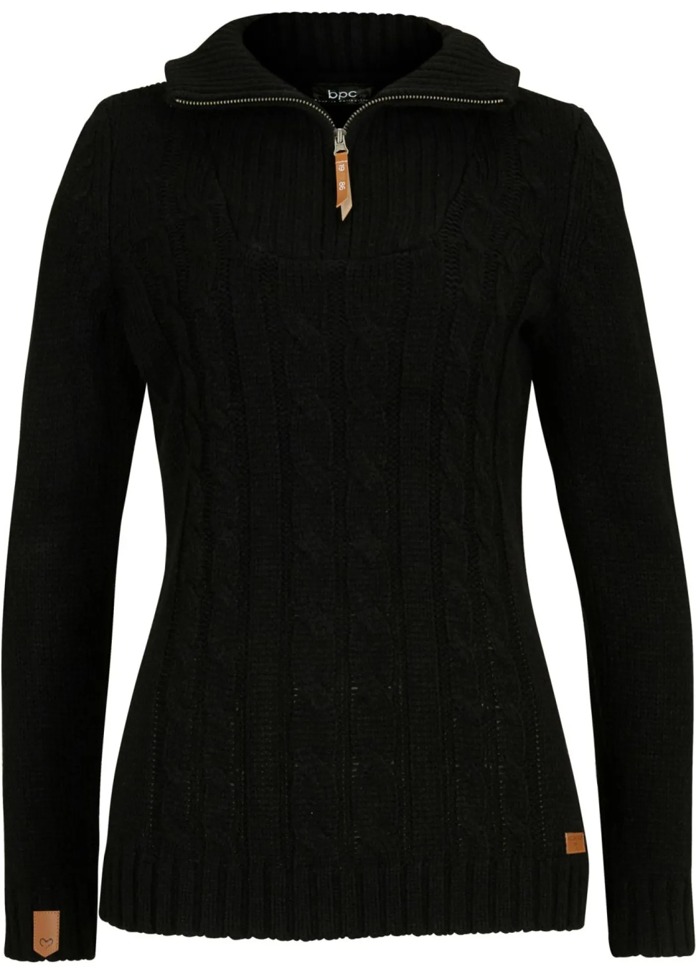 bonprix bonprix Jersey troyer con patrón trenzado Negro New