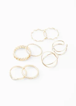 bonprix bonprix Juego de anillos (8 unidades) en diversos diseños Dorado Hot