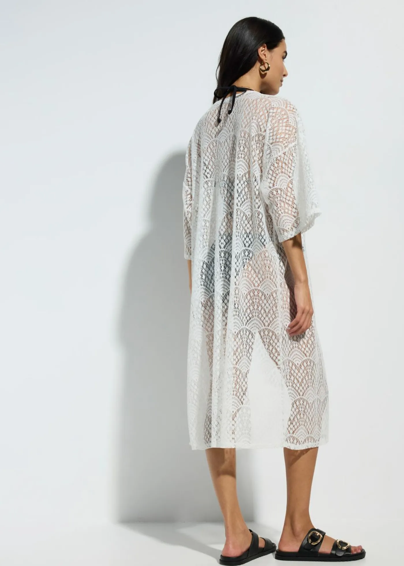 bonprix bonprix Kimono transparente para playa Blanco New