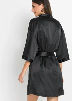bonprix bonprix Kimono y negligé (juego de bata de 2 piezas) Negro Clearance