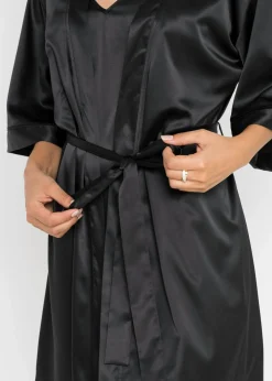 bonprix bonprix Kimono y negligé (juego de bata de 2 piezas) Negro Clearance