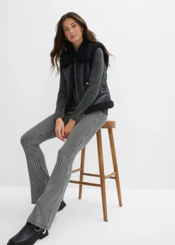 bonprix bonprix Leggings acampanados con hilo brillante negro con rayas Hot