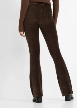 bonprix bonprix Leggings acampanados con aspecto de pana Marrón oscuro Hot