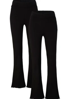 bonprix bonprix Leggings acampanados de mezcla de algodón (2 unidades) Negro Clearance