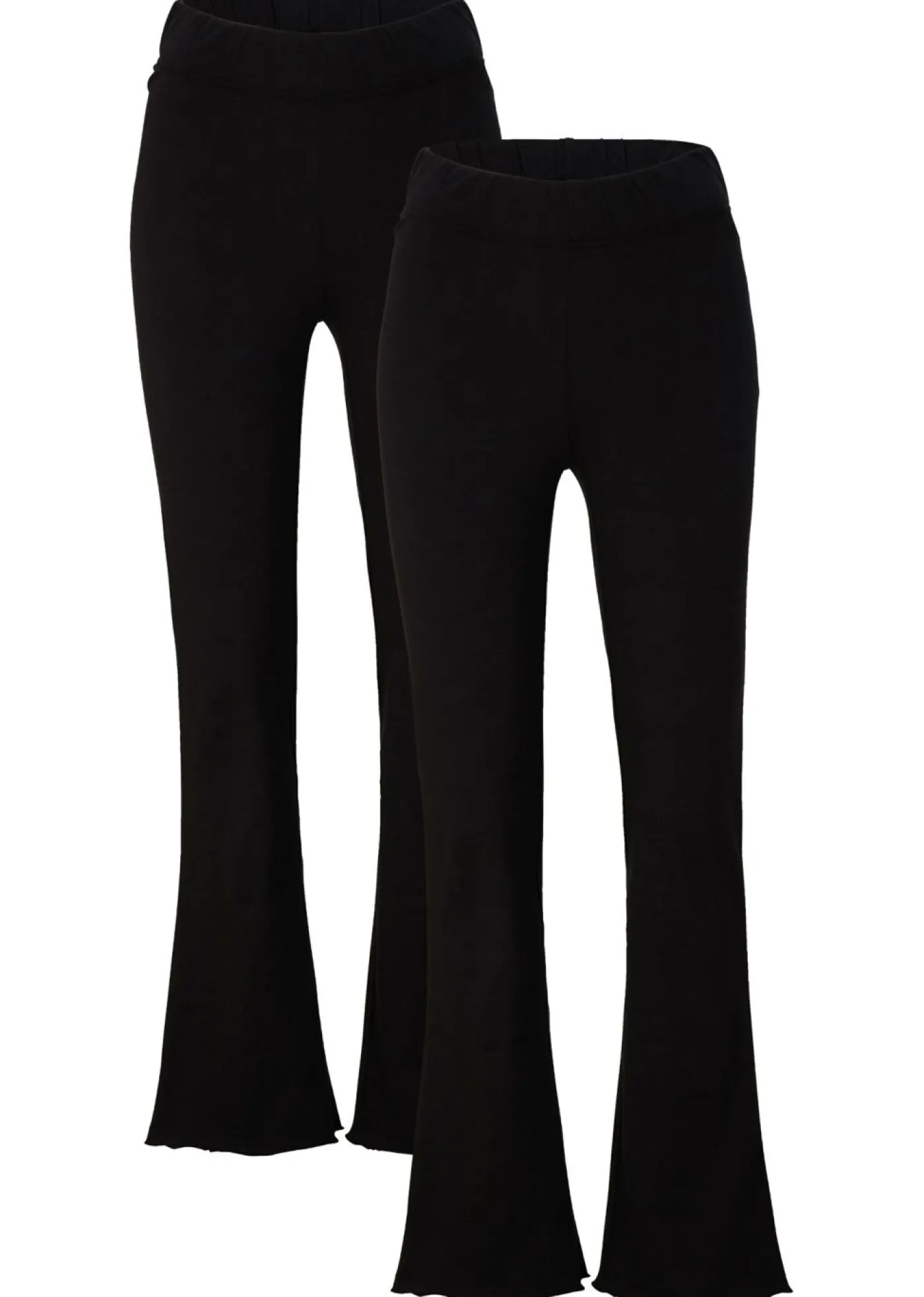 bonprix bonprix Leggings acampanados de mezcla de algodón (2 unidades) Negro Clearance