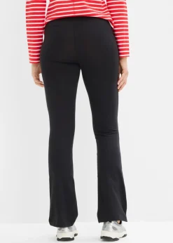 bonprix bonprix Leggings acampanados de mezcla de algodón (2 unidades) Negro Clearance