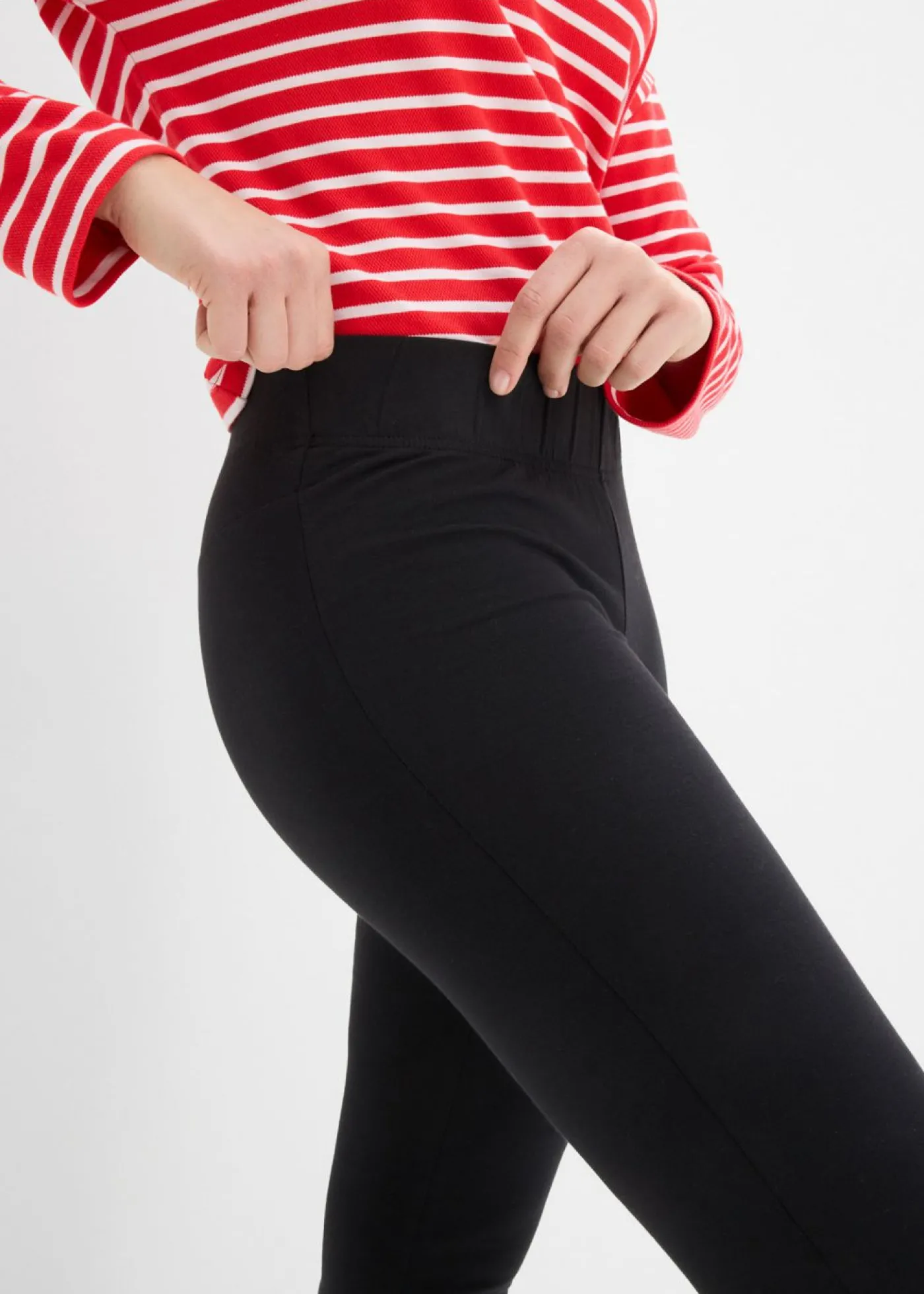 bonprix bonprix Leggings acampanados de mezcla de algodón (2 unidades) Negro Clearance