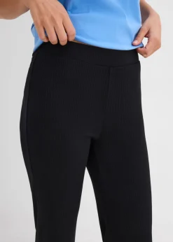 bonprix bonprix Leggings acortados de canalé de mezcla de viscosa Negro Clearance