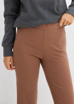 bonprix bonprix Leggings acortados de canalé de mezcla de viscosa Marrón castaño